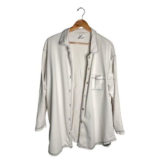 Hot Cotton Button Up Light Blue Size Large Pocket Abalone Shell Buttons - Picture 1 of 9
